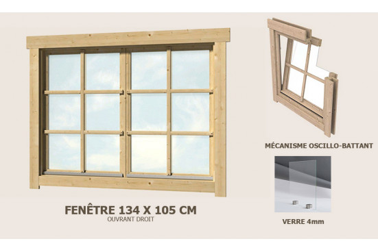 Fenêtre supplémentaire double 134x105 abri 34mm