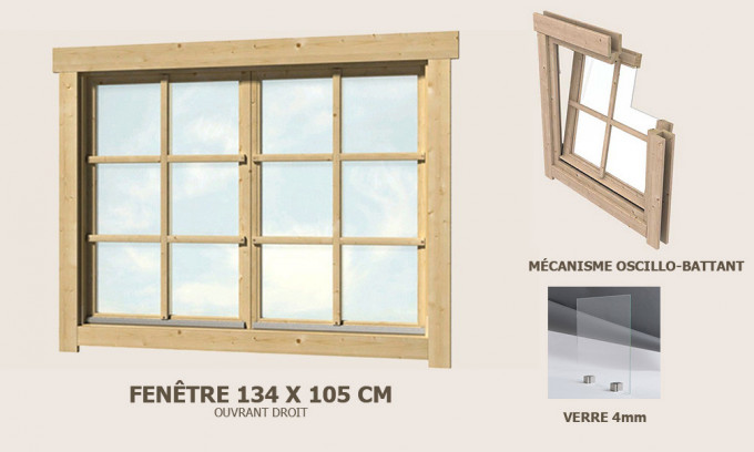 Fenêtre supplémentaire double 134x105 abri 34mm