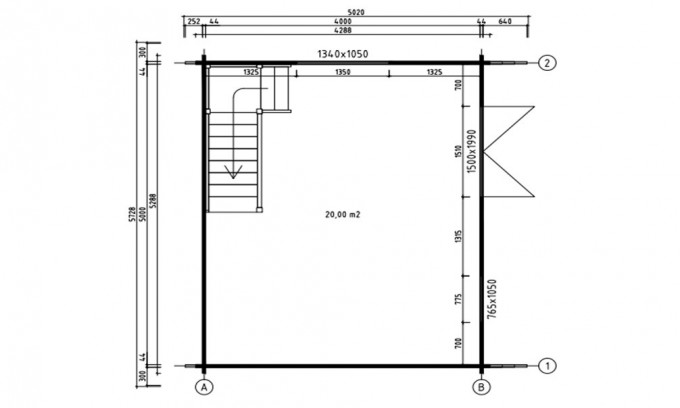 abri extérieur mezzanine Perpignan 20 - madriers 44mm - 20 + 20m² intérieur