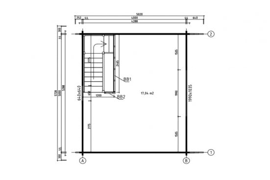 chalet de jardin mezzanine Perpignan 20 SDB madriers 44mm - 20 + 20m² intérieur