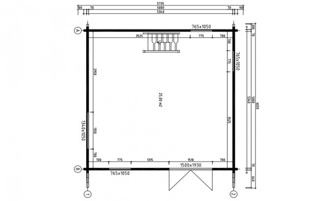 Chalet Mezzanine ANVERS 25 madriers 70mm contrecollés - 25 + 25m² intérieur