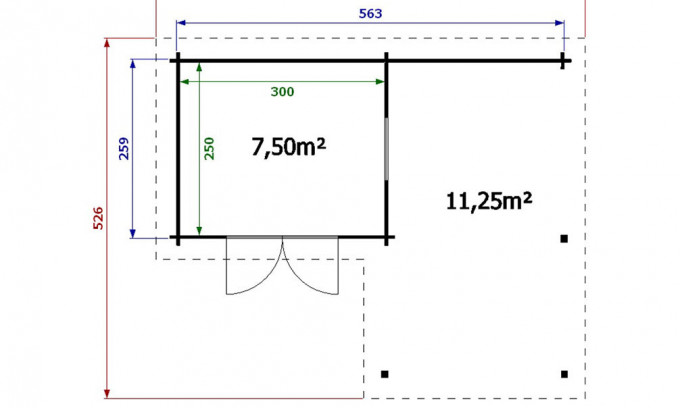 Pool house toit plat TOULON 44mm - 7,5m² intérieur + 11,2m²