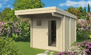 Sauna de jardin Eero Flat madriers 70mm toit plat - 8.22m² au sol