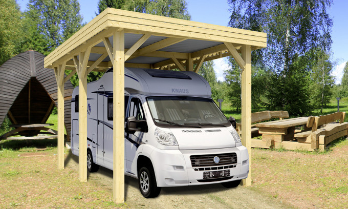 Carport camping car toit plat - 23,4m² couvert