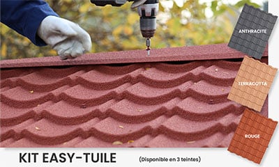 Kit toiture Easy Tuile Iko disponible en 3 teintes pour abri de jardin en bois