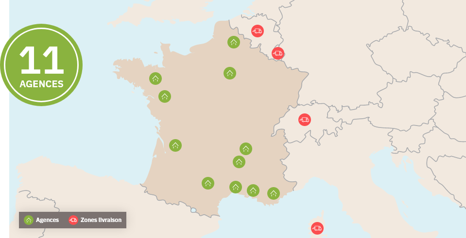 Notre réseau d'agences spécialiste des abris de jardin en France